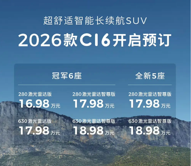 持续加码,2026款零跑C16开启预售