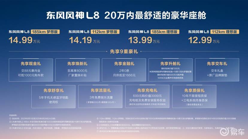 东风风神L8预售12.99万元起 打造舒适豪华座舱